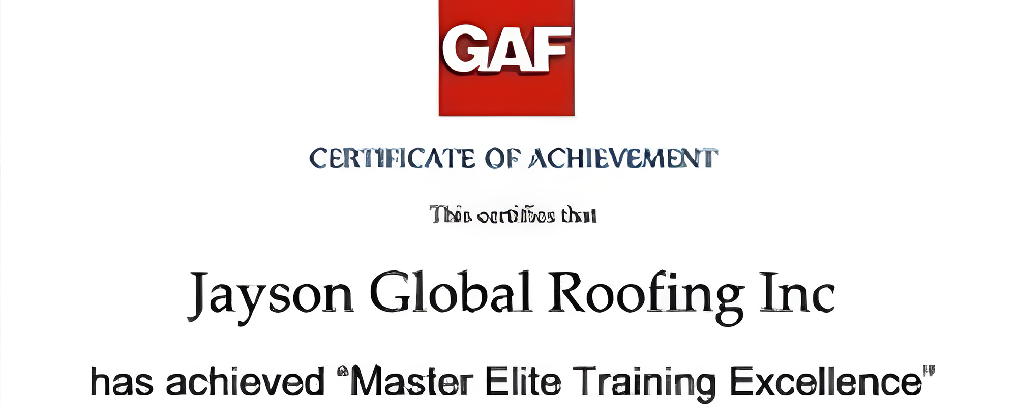 Jayson Global Receives GAF Training Excellence Award Edmonton, AB